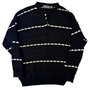 David Taylor Men's Vintage Button Chunky Knit Sweater Henley Granpa XL Acrylic
